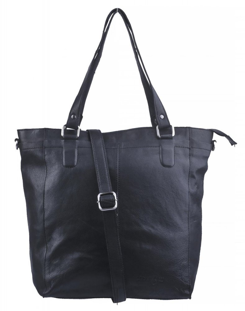 Levně Velká kožená shopper kabelka LA-124 černá