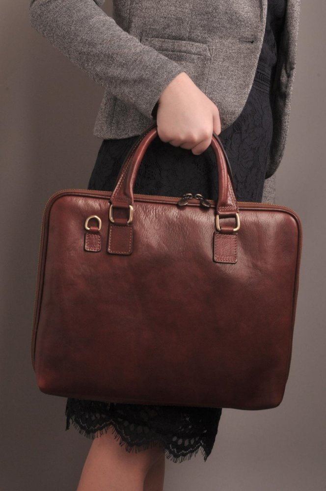 Levně Giglio leather Dámská kožená crossbody aktovka 3920 hnědá