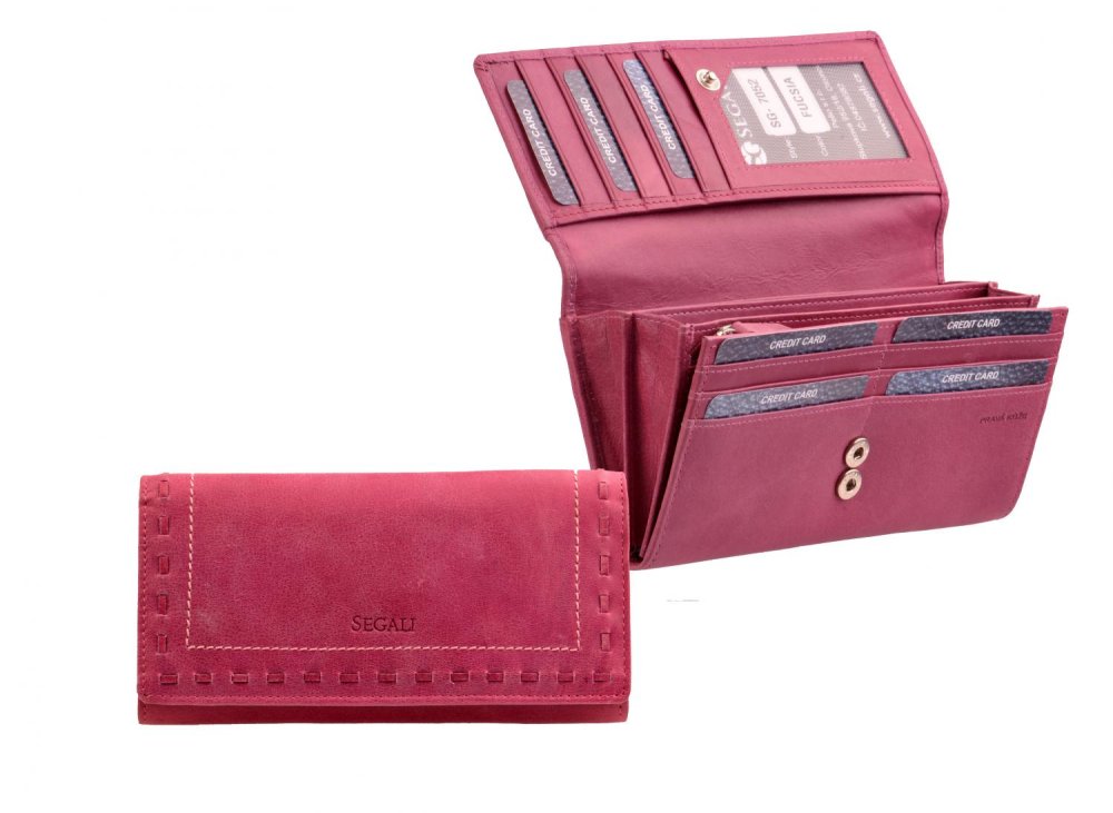 Levně Dámská peněženka kožená SEGALI 7052 fuchsia