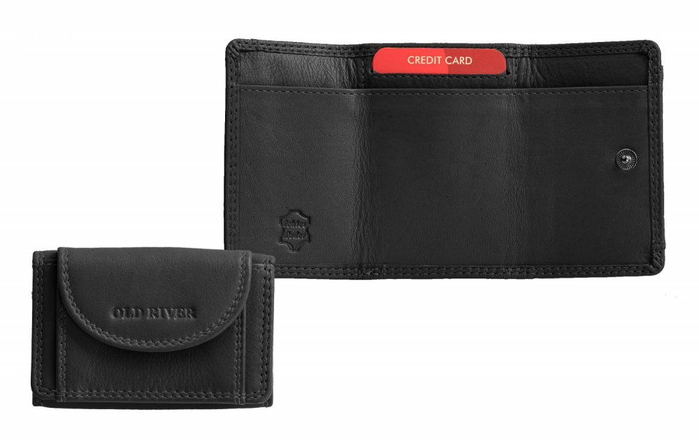 Malá kožená peněženka Old River MW-103 černá