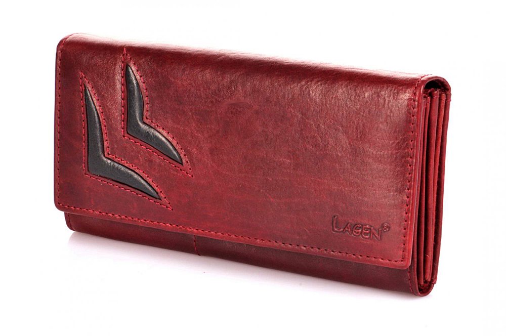 Levně Dámská kožená peněženka Lagen 6011/T Red/Black