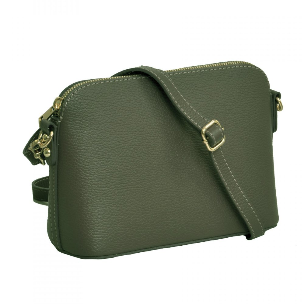 Levně MaxFly dámská kožená kabelka crossbody 5232 zelená - oliva