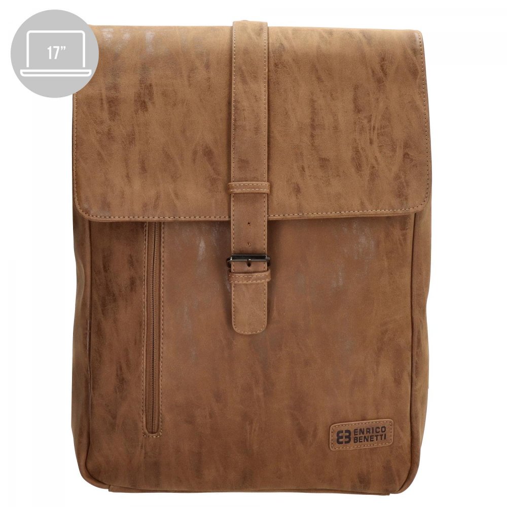 Levně Pánský koženkový batoh 66599-010 camel hnědý