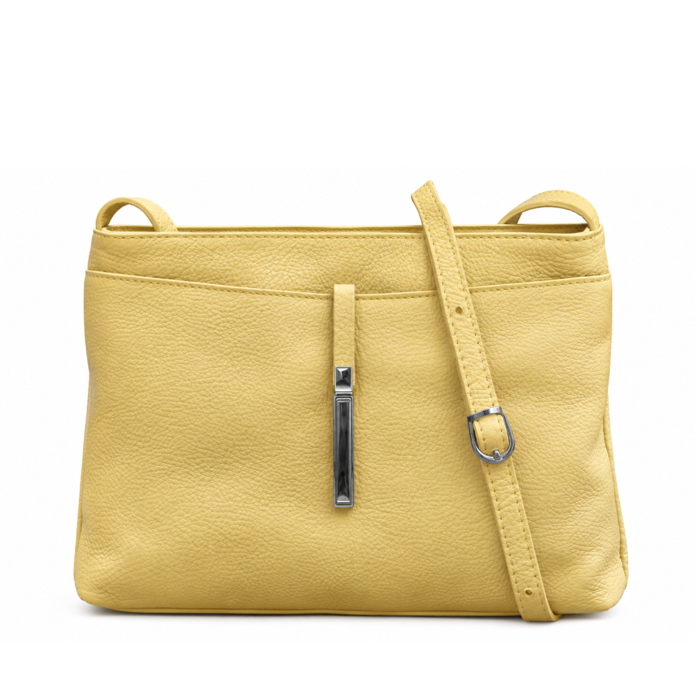 MaxFly 5085 – dámská kožená crossbody kabelka světle žlutá