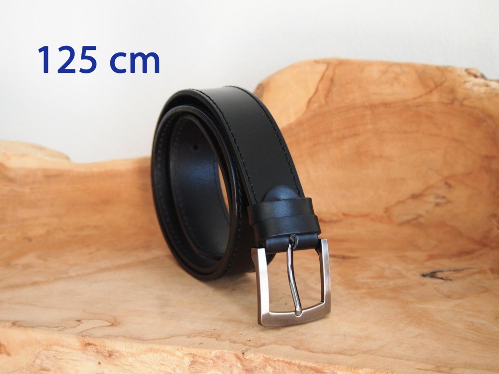 Pánský kožený pásek černý 25-1-60 obvod pasu 125 cm - dlouhý 125 cm