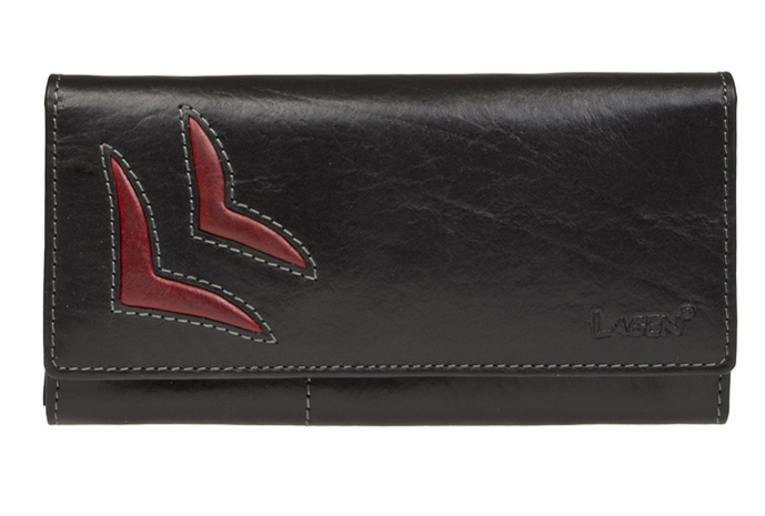 Levně Dámská kožená peněženka Lagen 6011/T Black/Red