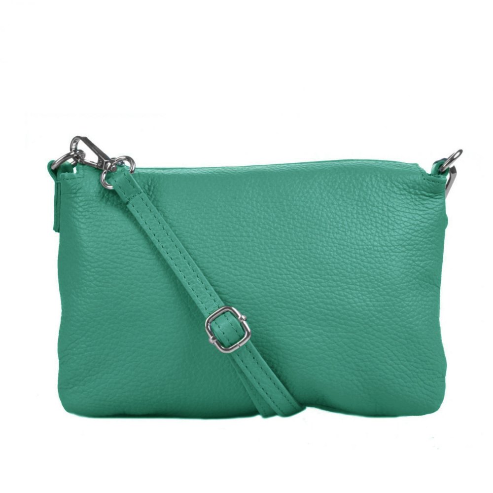 Levně Menší kožená crossbody kabelka 5474 tyrkys