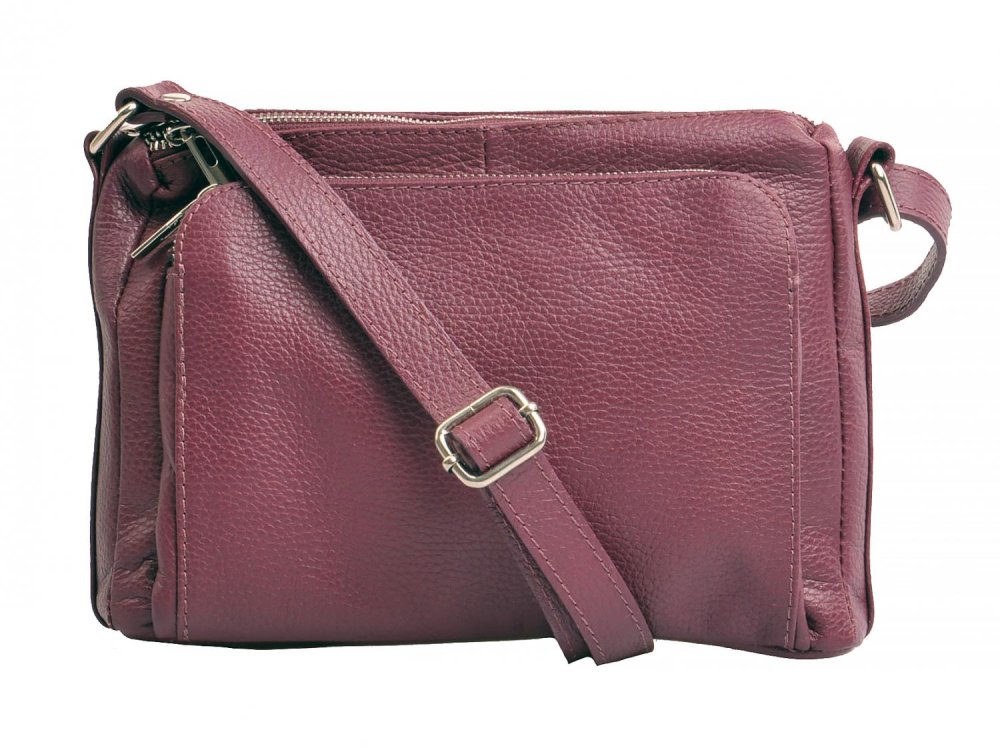 Levně Kožená crossbody kabelka 5542 bordová