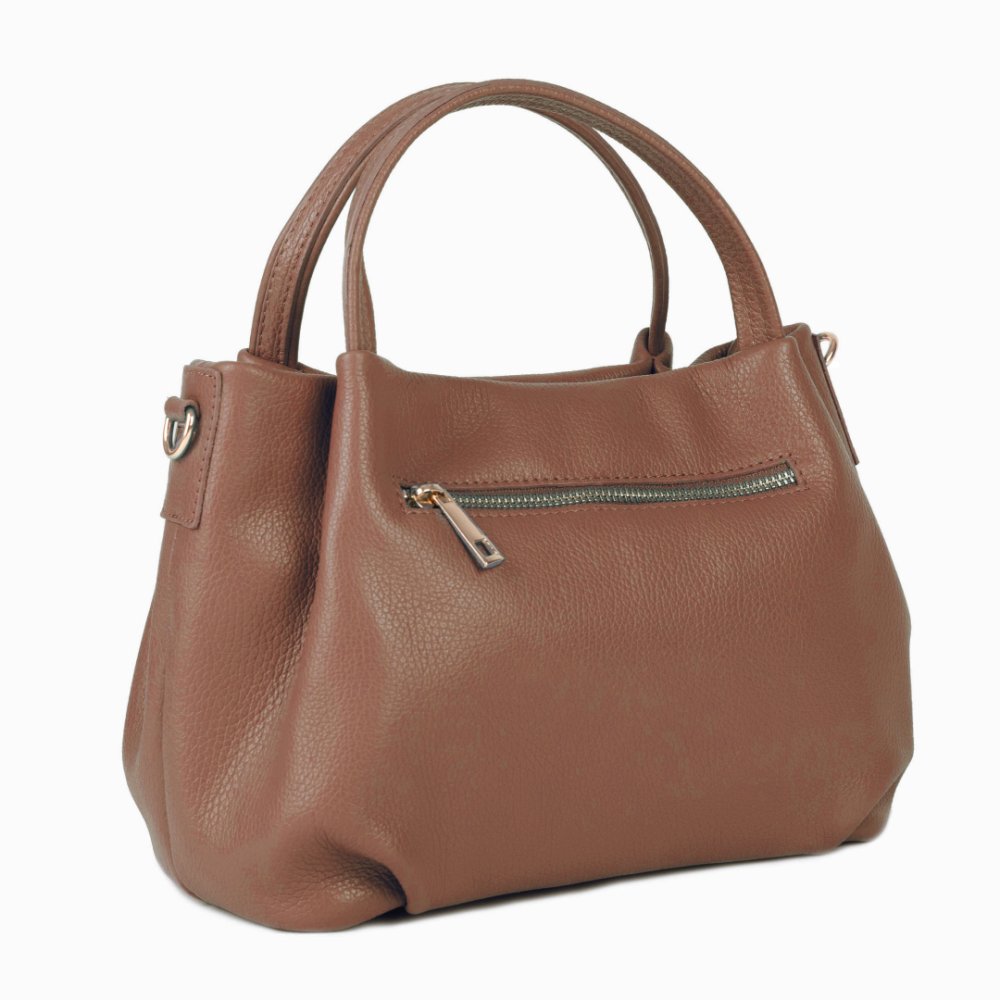 Levně MaxFly Dámská kožená kabelka 5721 cognac