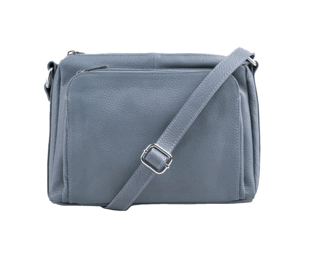 Levně Kožená crossbody kabelka MaxFly 5542 ocean - světle modrá