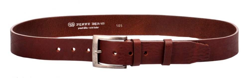 Levně Penny Belts Kožený hnědý pásek šířka 40 mm 501-R-43 110 cm