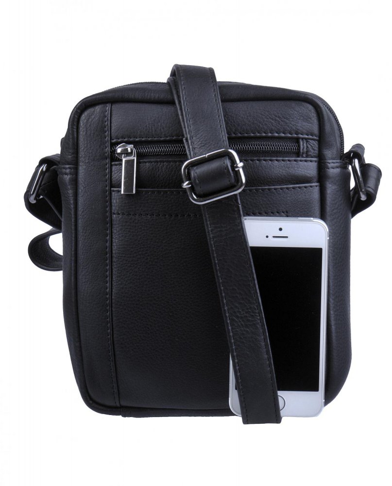 Levně New bags leather - Pánská kožená taštička přes rameno černá LB-254