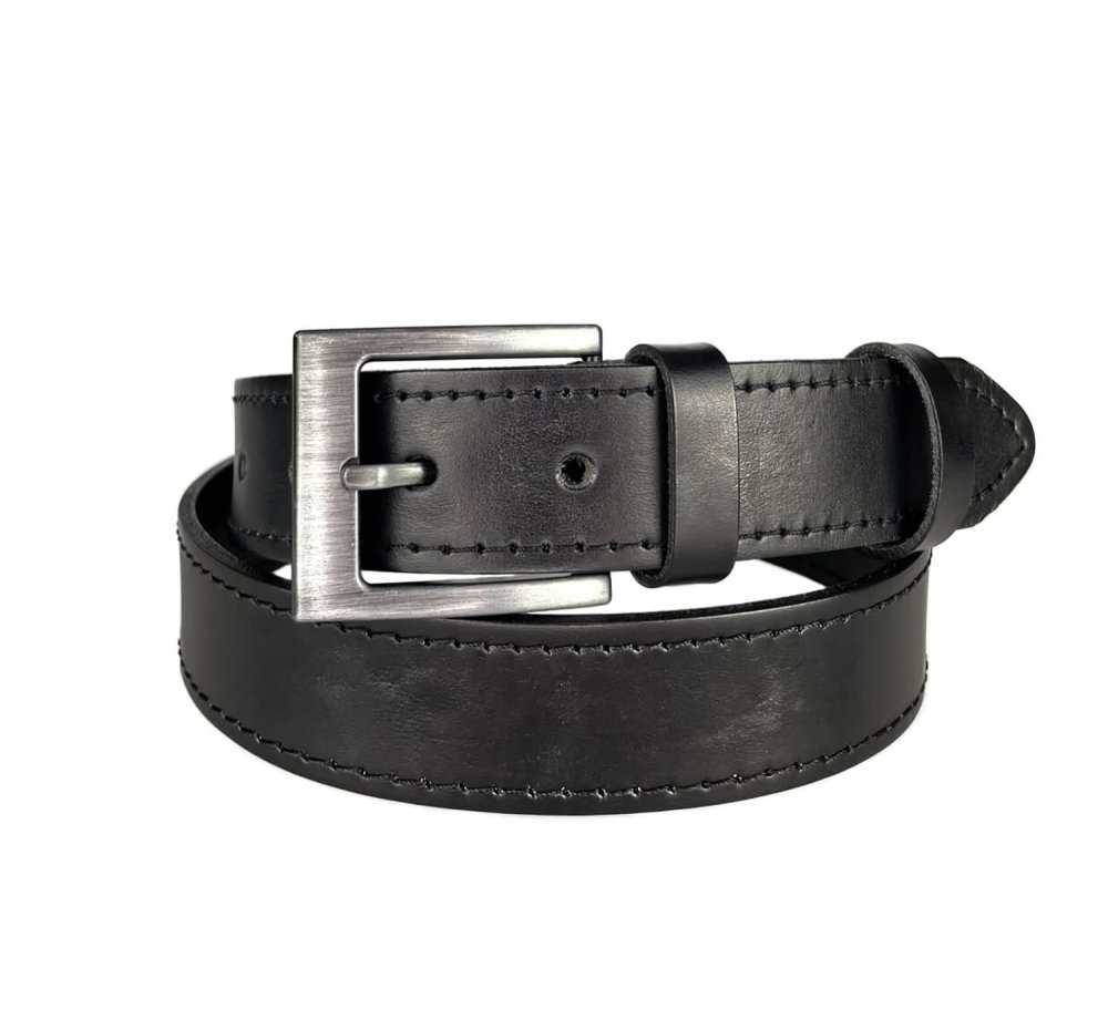 Levně Pánský kožený pásek Jeans 14-1-60 černý 95 cm