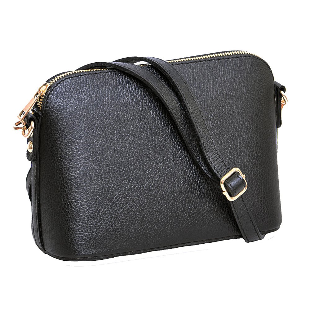 Levně MaxFly dámská kožená kabelka crossbody 5232 černá/gold