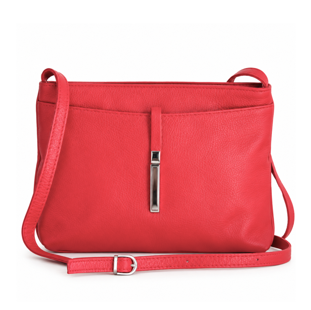 MaxFly 5085 – malá dámská kožená crossbody kabelka červená