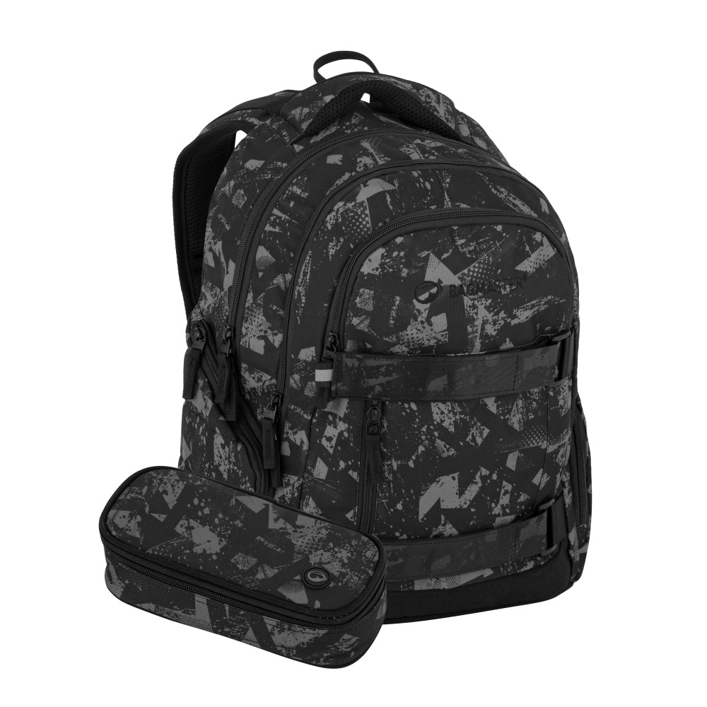Bagmaster školní set NOMAD 25 B – černo-šedý (batoh + penál)
