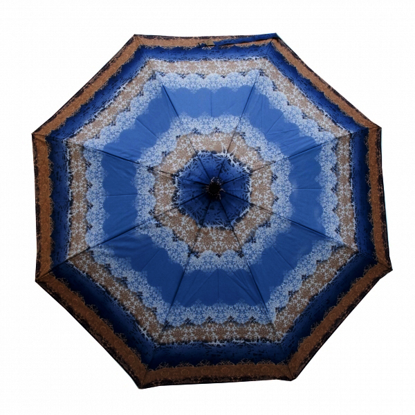 Levně Dámský skladací deštník Mini Fiber 72646514 modro/hnědý s ornamenty