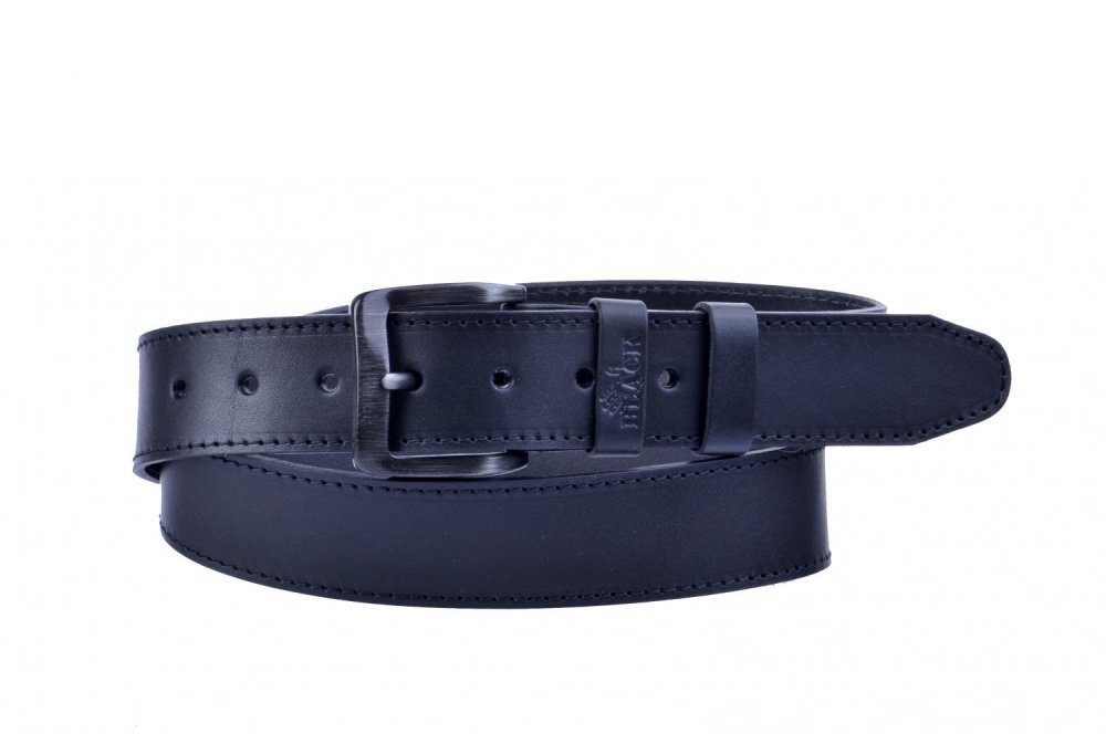 Levně Pánský kožený černý pásek 006-98 95 cm
