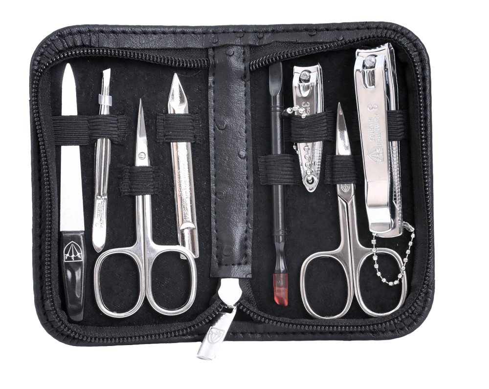 Manikúra 8dílná v černém koženkovém pouzdře – Kellermann Drei Schwerter 5220 P N černá