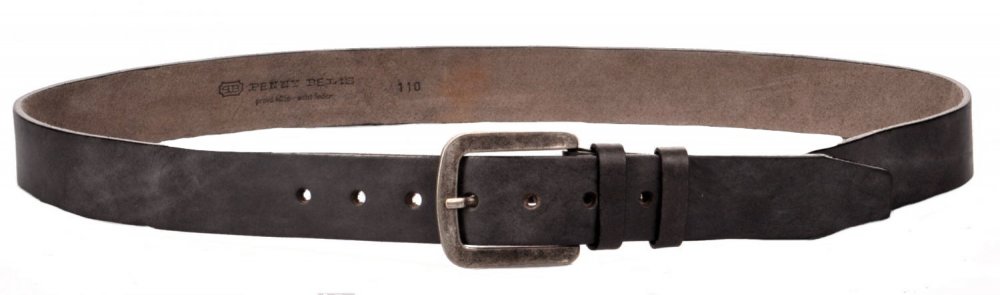 Levně Pánský kožený pásek 517-65 šedo černý 110 cm