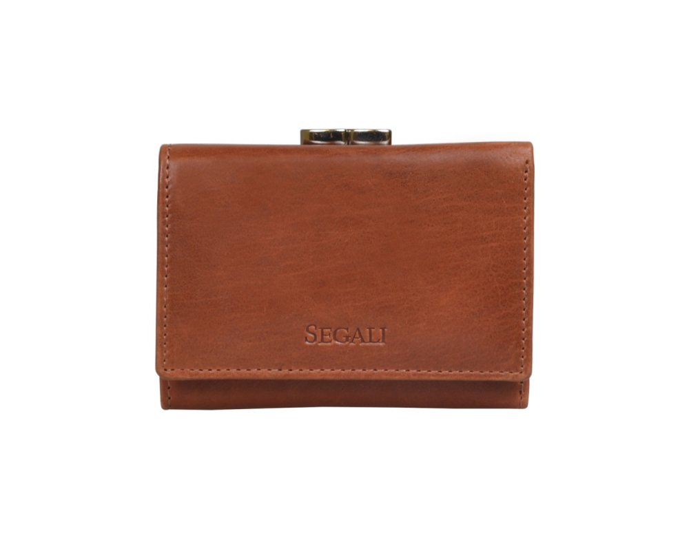 Levně Peněženka s kovovým rámečkem SEGALI SG-870 R cognac