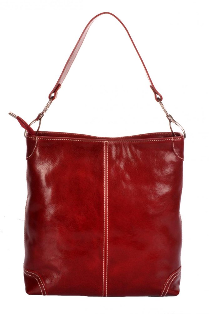 Levně Giglio leather Velká kožená dámská kabelka 307 červená