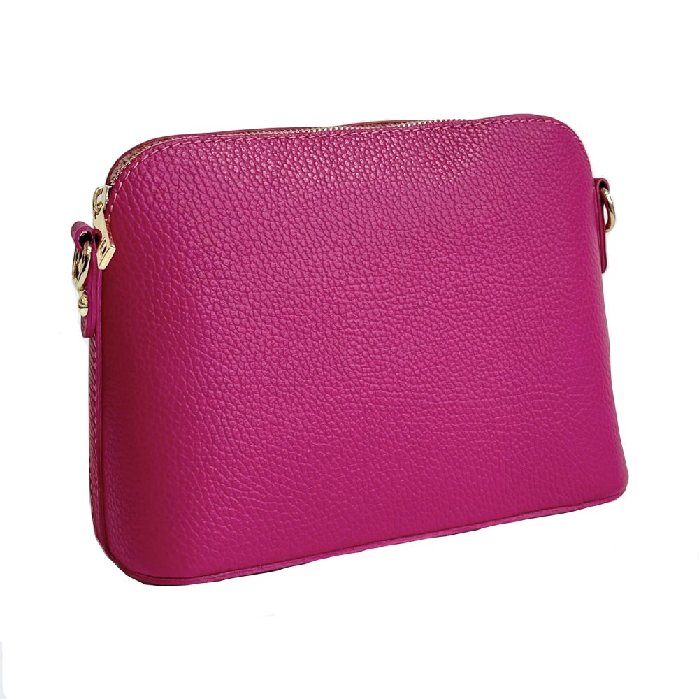 Levně MaxFly dámská kožená kabelka crossbody 5232 fuxia