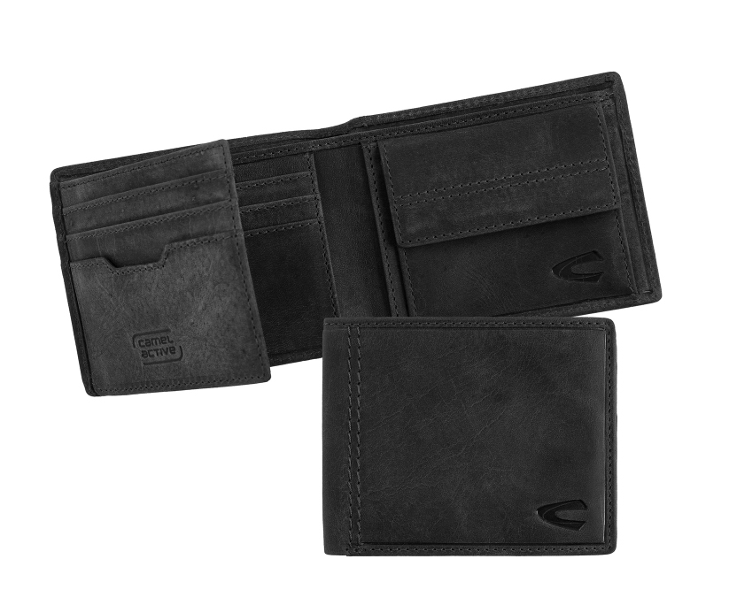 Malá pánská kožená peněženka Camel Active 277-702-60 RFID SAFE černo/šedá