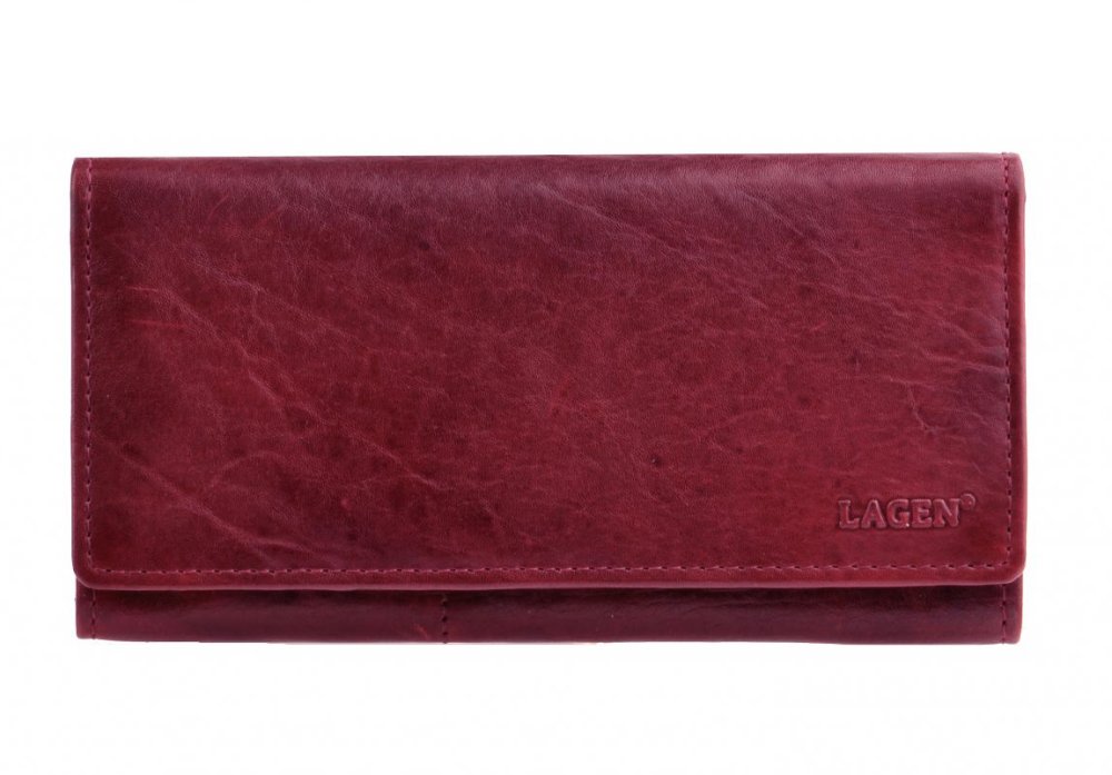 Levně Lagen Dámská kožená peněženka V-102/T wine red
