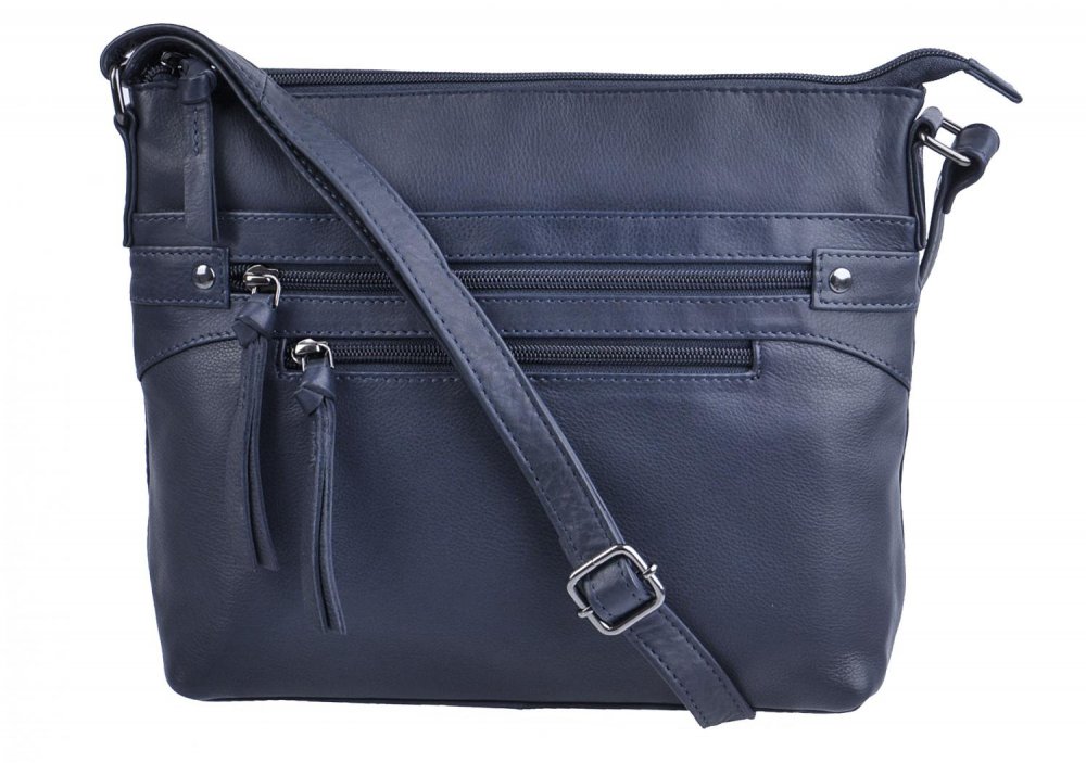 Levně New Bags kožená kabelka LB-296 tmavě modrá