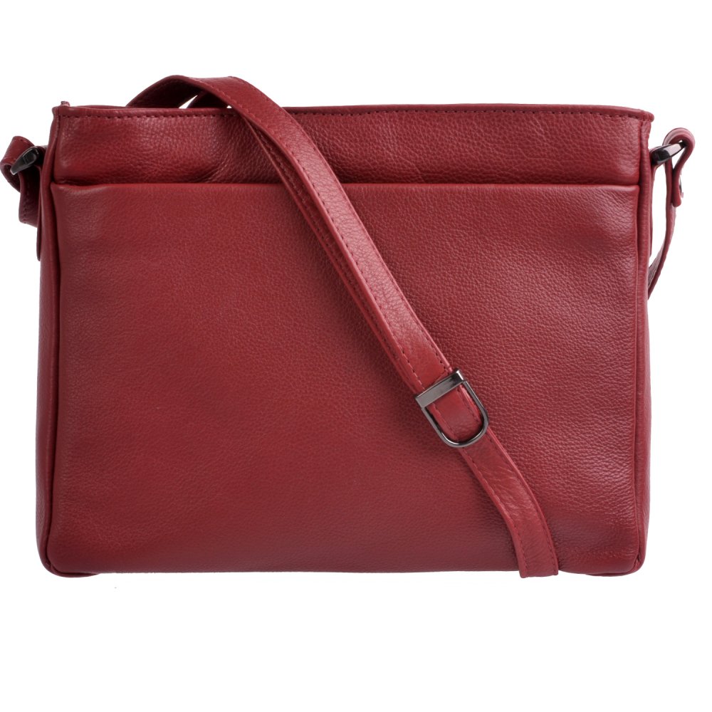 Levně Kožená kabelka přes rameno New Bags LB-206 tmavě červená