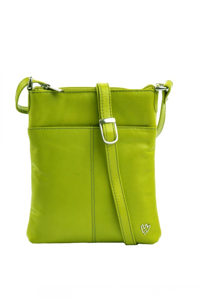 Levně Malá kožená crossbody kabelka 212-3013 - zelená