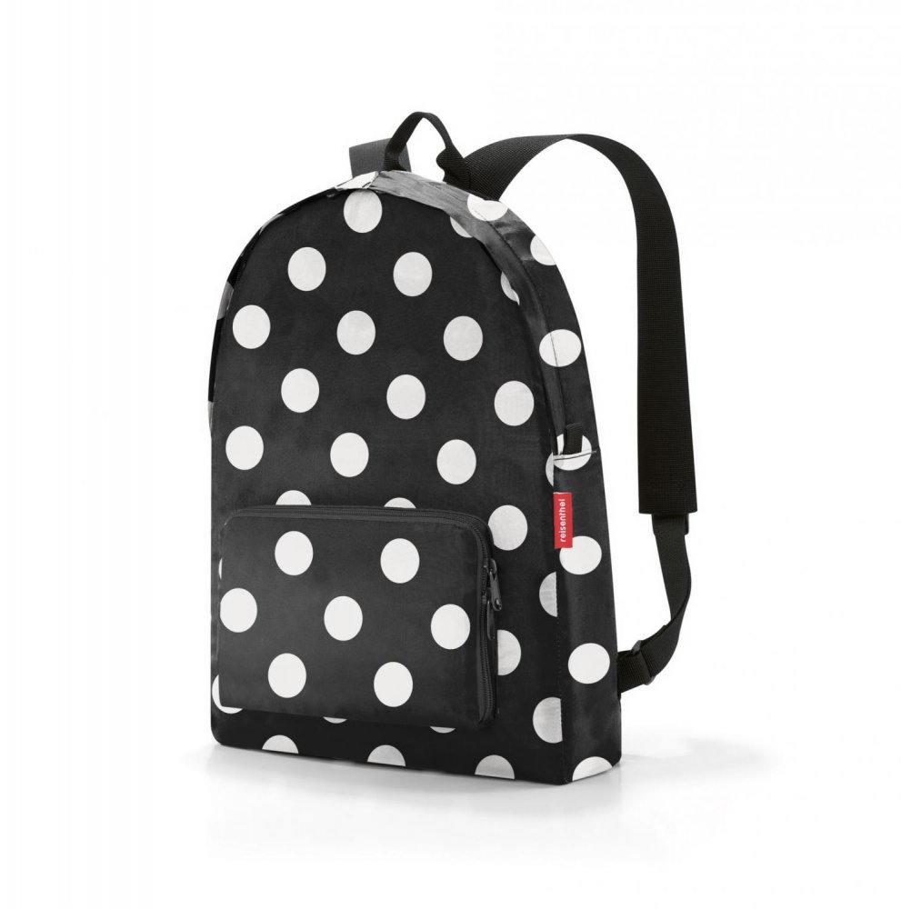 Černý puntíkovaný batoh Reisenthel Mini Maxi Rucksack Dots White