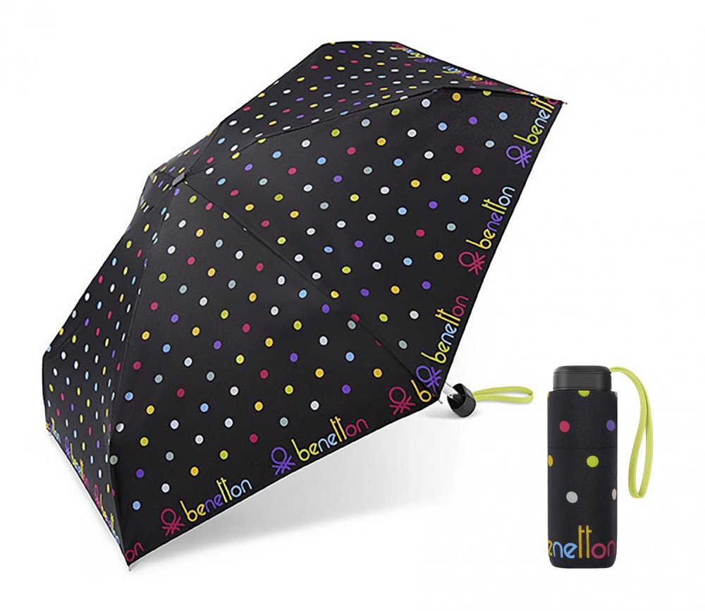 Dámský skládací mini deštník do kabelky Ultra Mini Flat Signature Dots black 59039