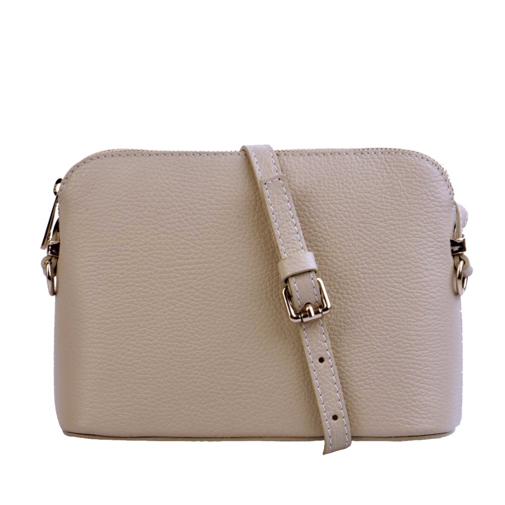 Levně MaxFly dámská kožená kabelka crossbody 5232 světle béžová