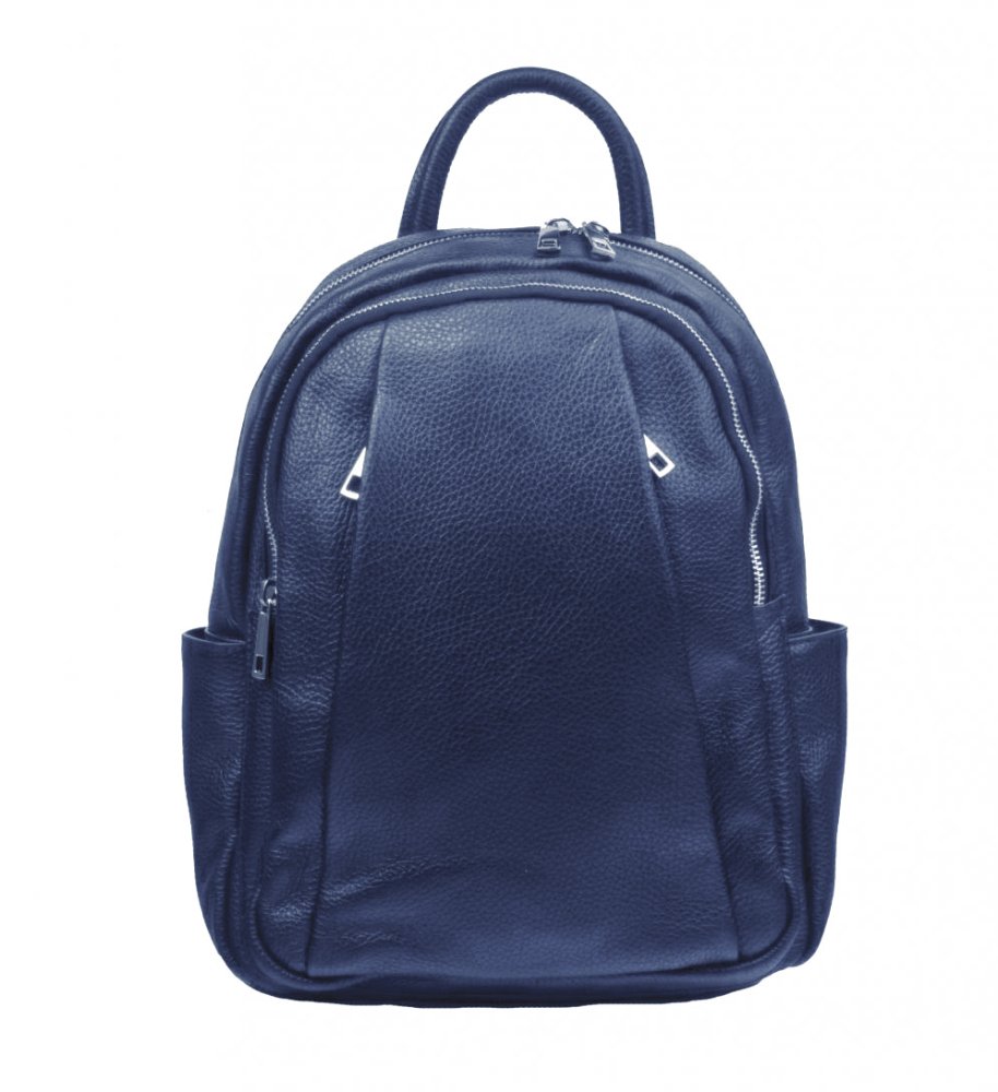 MAXFLY, Dámský kožený batoh 5637 tmavě modrý