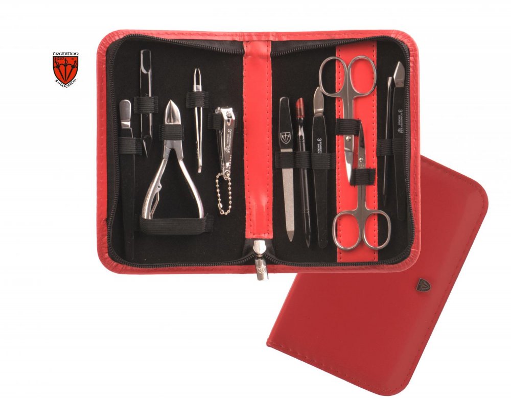 Velká 12-ti dílná sada na manikúru 5204 MC N červená