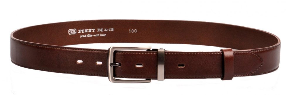 Levně Pánský kožený 35-020-2-40 hnědý 110 cm