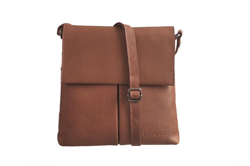 Levně LederArt Kožená kabelka LA-503 hnědá cognac