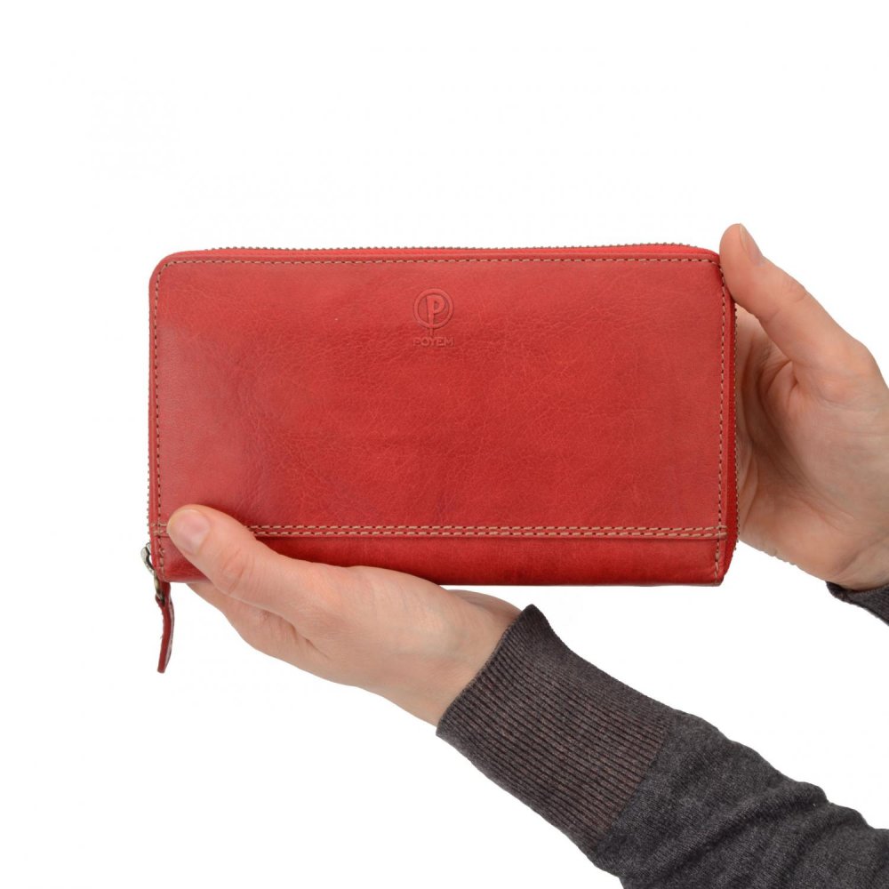 Dámská kožená peněženka Poyem 5212 červená