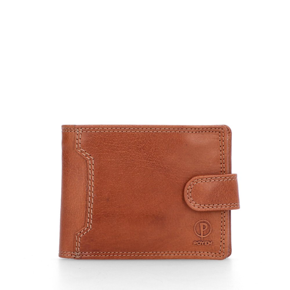 Levně Pánská kožená peněženka Poyem 5209 cognac - zip na bankovky