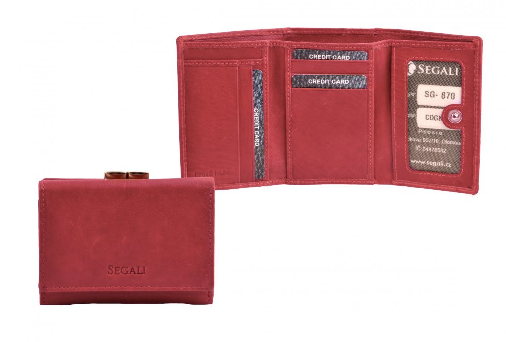 Dámská peněženka s kovovým rámečkem SEGALI SG-870 R červená