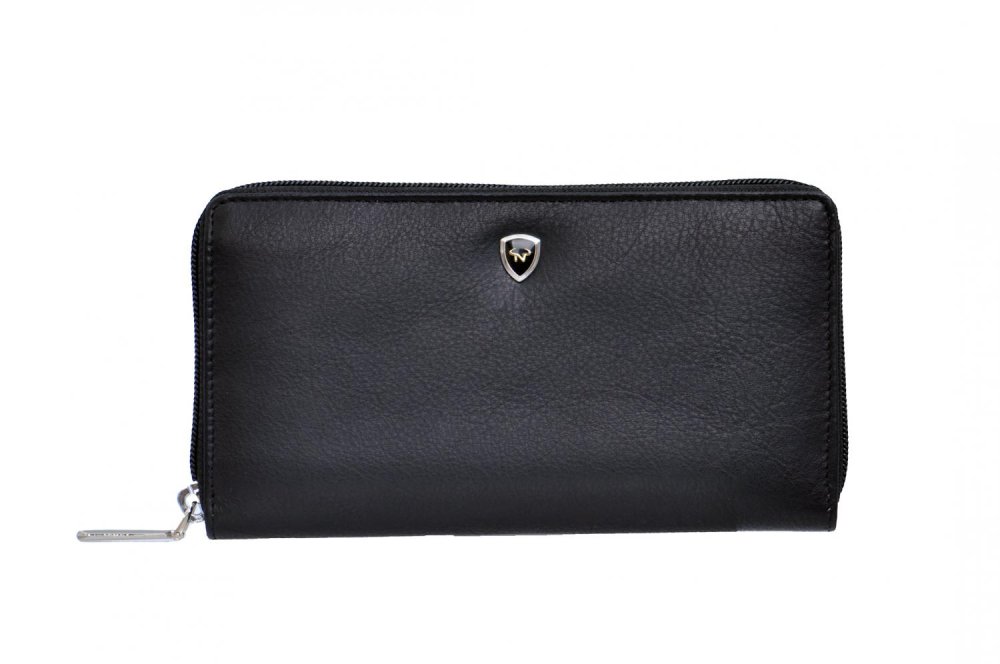 New bags leather Dámská kožená dlouhá peněženka 72658 černá