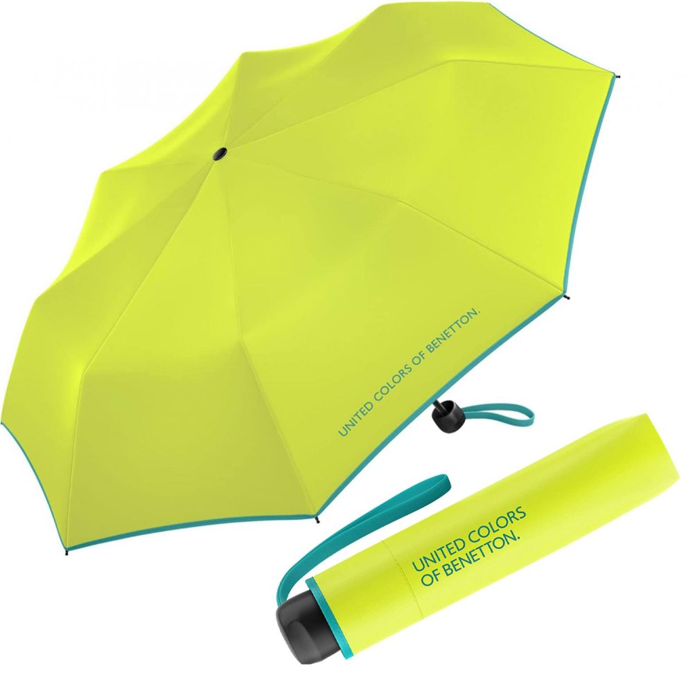 Levně Skládací deštník Benetton Super Mini love bird 56306 jasně zelený
