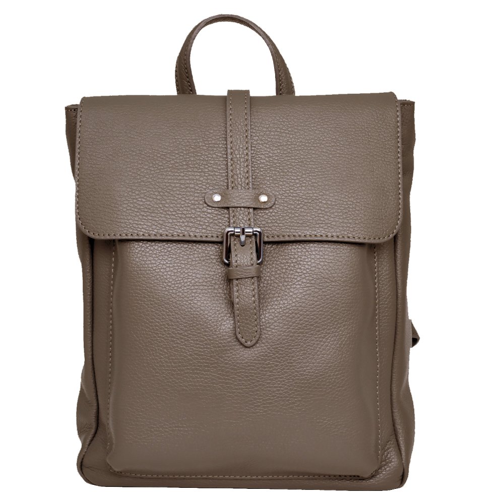 Levně MaxFly Kožený batoh dámský 6007 světle hnědý - taupe