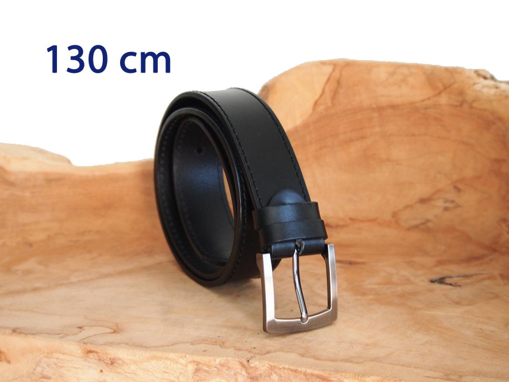Pánský kožený pásek černý 25-1-60 obvod pasu 130 cm - dlouhý 130 cm