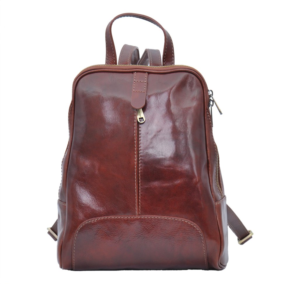 Levně Giglio leather kožený batoh 33 hnědý