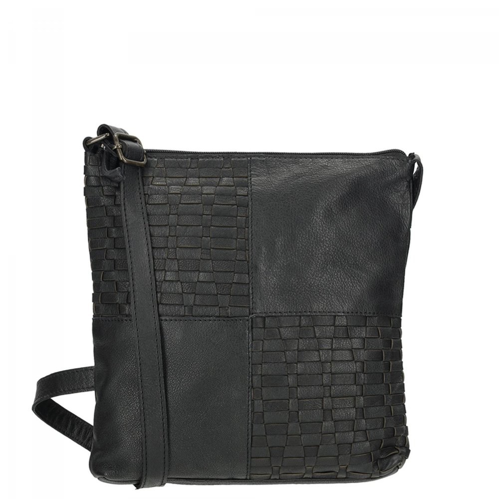 Levně Enrico Benetti Sicily proplétaná kožená crossbody kabelka 89031-001 černá