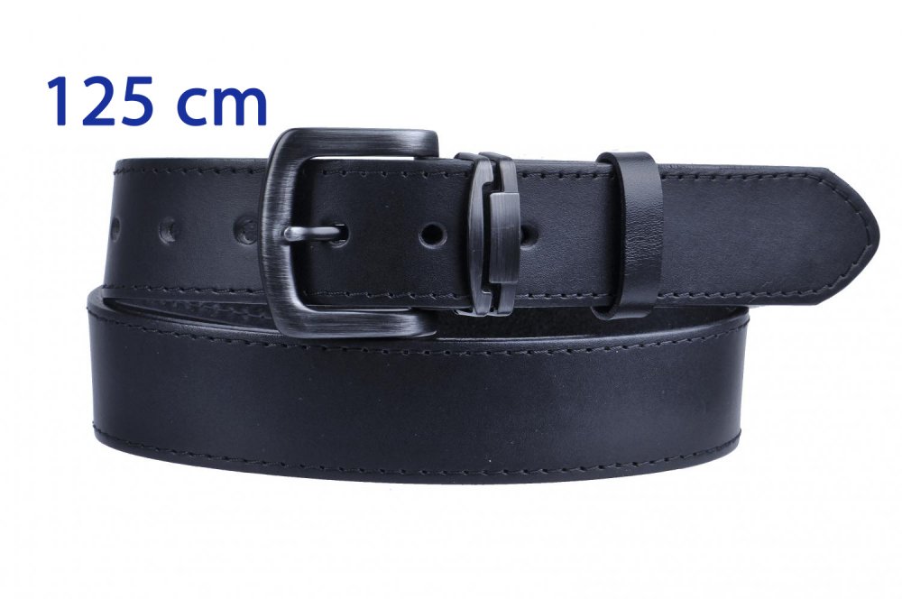 Pánský kožený černý pásek 9-1-60 obvod pasu 125 cm - dlouhý 125 cm