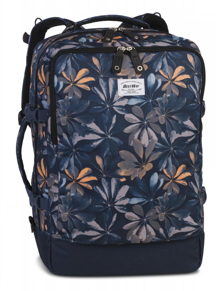 Levně Batoh do letadla Bestway Cabin Pro Print 40 l Flowers blue 40252-5036